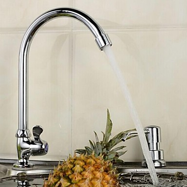 360° Rotatable Stylish Chromed Brass Kitchen Faucet - Silver